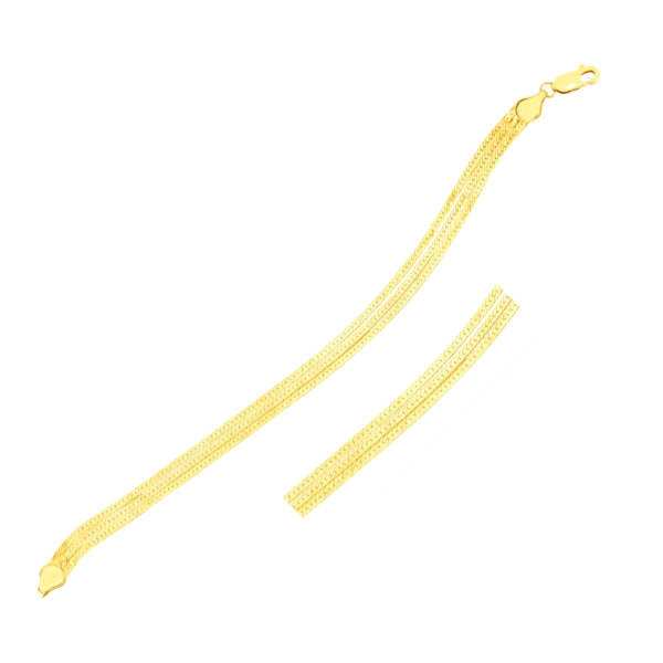 14k Yellow Gold Three Strand Herringbone Chain Bracelet (1.80 mm)