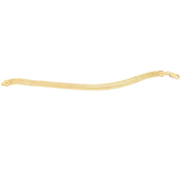 14k Yellow Gold Three Strand Herringbone Chain Bracelet (1.80 mm) - Image 4