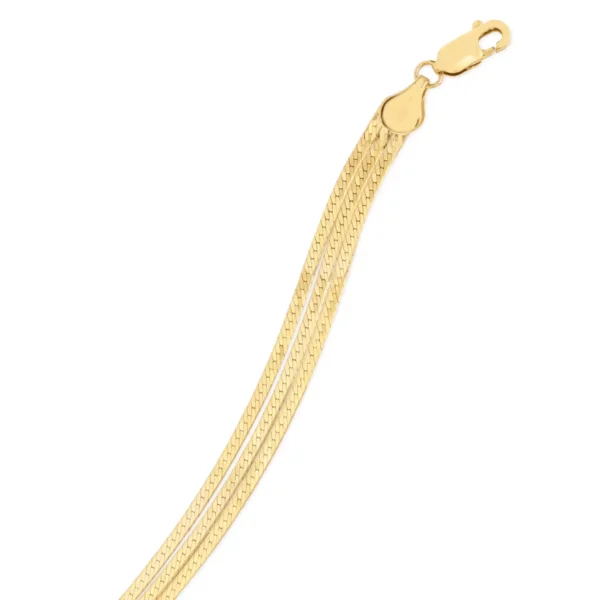 14k Yellow Gold Three Strand Herringbone Chain Bracelet (1.80 mm) - Image 5