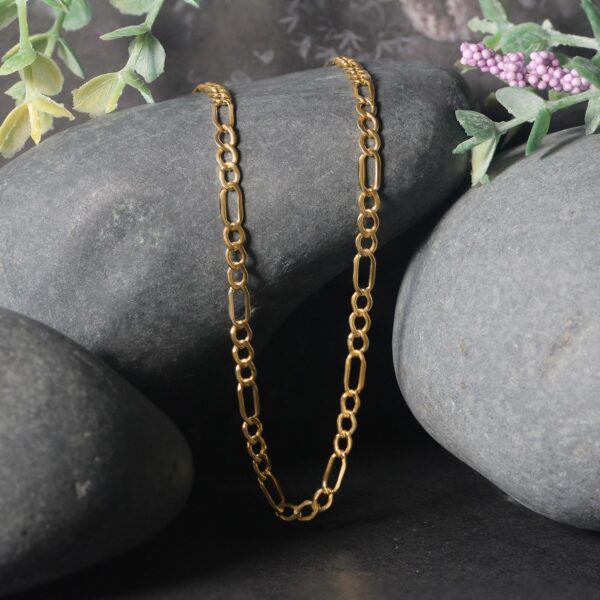 14k Yellow Gold Lite Figaro Chain (3.70 mm) - Image 4