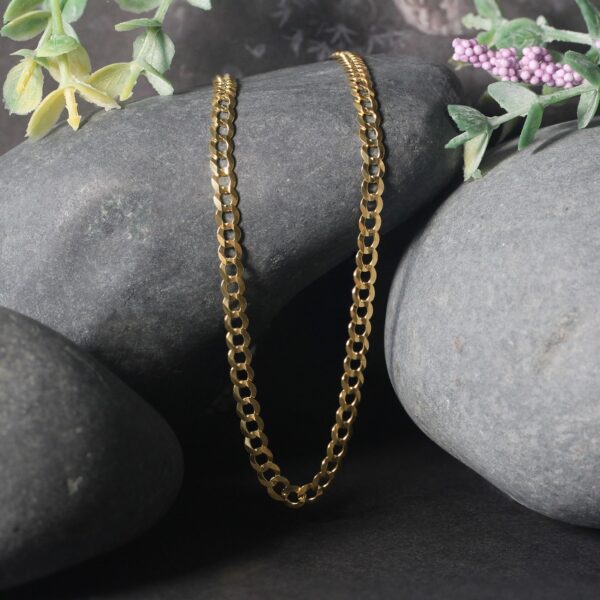 14k Yellow Gold Solid Curb Chain (3.60 mm) - Image 3