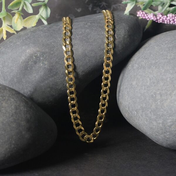 14k Yellow Gold Solid Curb Chain (4.70 mm) - Image 4