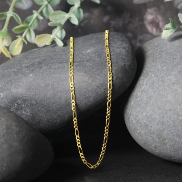 14k Yellow Gold Solid Figaro Chain (1.90 mm) - Image 4