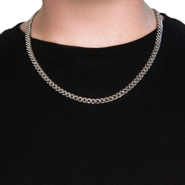 14K White Gold Miami Cuban Semi Solid Chain (7.00 mm) - Image 3