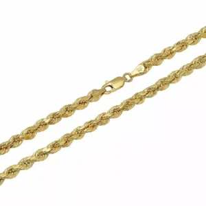 14k Yellow Gold Solid Diamond Cut Rope Chain (4.00 mm)