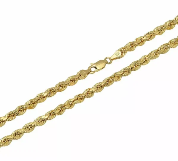 14k Yellow Gold Solid Diamond Cut Rope Chain (4.00 mm)