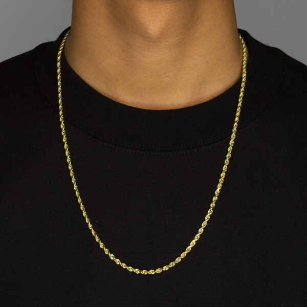 14k Yellow Gold Solid Diamond Cut Rope Chain (4.00 mm) - Image 3