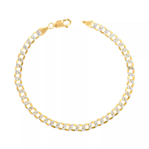 14k Two Tone Gold Pave Curb Bracelet (5.70 mm) - Image 3