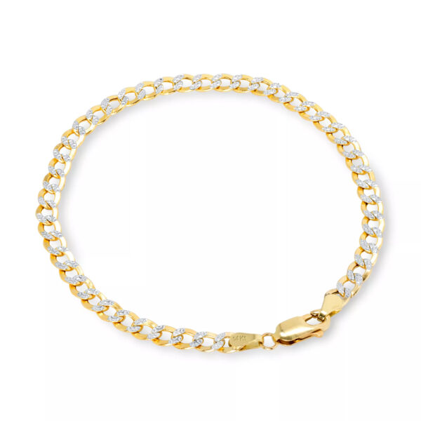14k Two Tone Gold Pave Curb Bracelet (5.70 mm) - Image 2