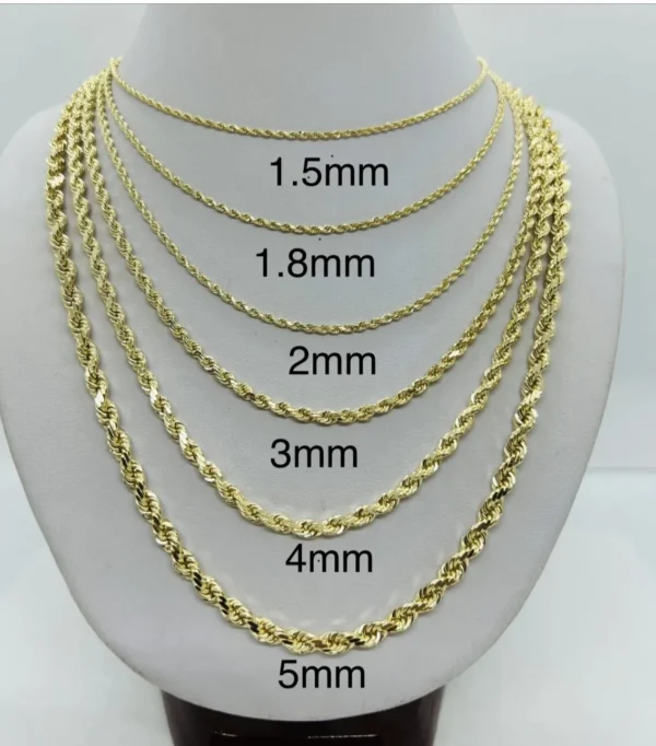 14k Yellow Gold Light Rope Chain (4.30 mm) - Image 3