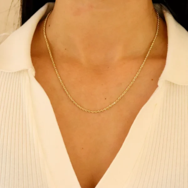 10k Yellow Gold Solid Diamond Cut Rope Chain (1.40 mm) - Image 2